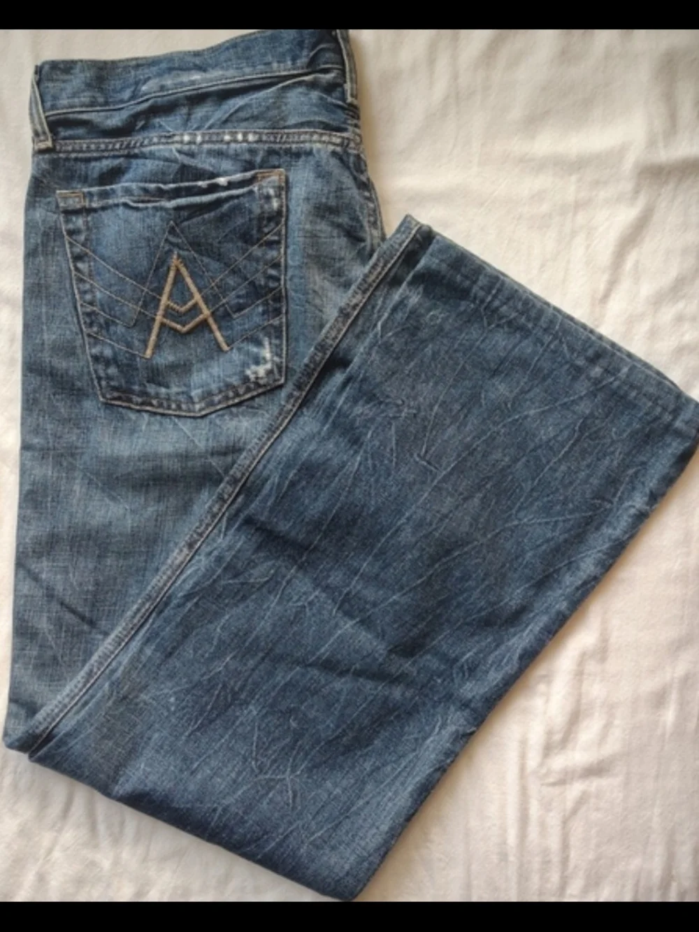 7 For All Mankind "A" Pocket Men's Bootcut Medium Wash Jeans 34 x 32 NWOT - Picture 6 of 10